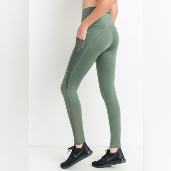 Highwaist Splice Mesh Pocket Full Leggings - Kiwi - Picture 2 of 6